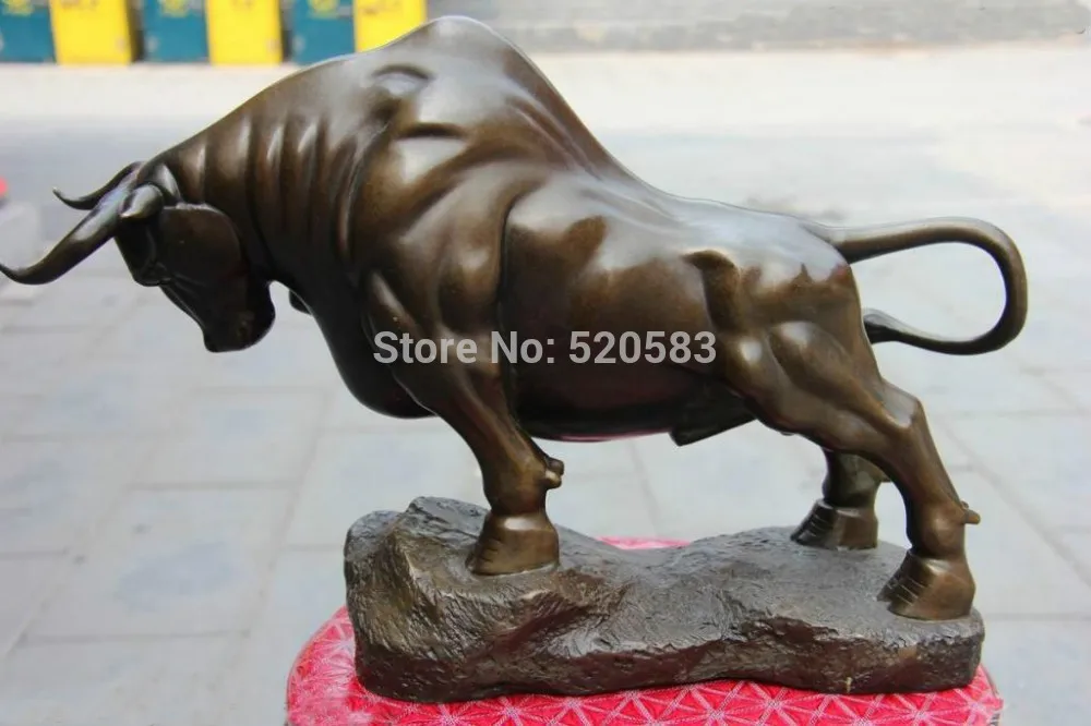 

free Pure Bronze Copper China Home Feng Shui Money Wealth Lucky OX Bull Art Statue fast