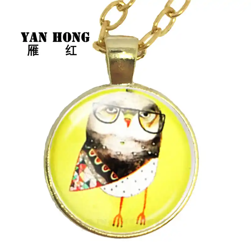 Стекло модное Кристальное ожерелье ручной работы, сова мультфильм дизайн. Сова-символ мудрости и мужества. Это подарок на день рождения