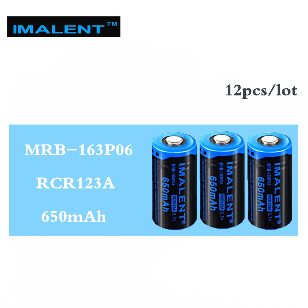 12 шт. IMALENT 16340 650 мАч RCR123A 3 7 в литий ионный MRB 163P06 аккумуляторная батарея высокая