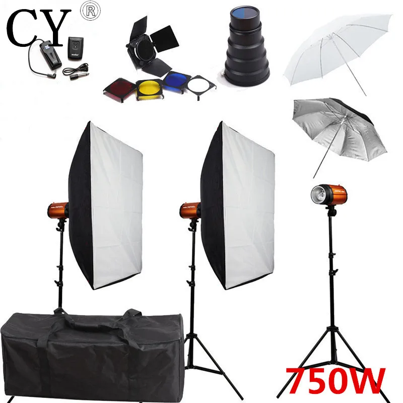 

Godox 250SDI Studio Softbox Lighting Kits 750ws Flash+Stand+Lightbox+Trigger+Umbrella+Barndoor++Carrying Bag+Snoot PSK250F
