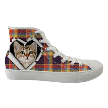 

Heart-shaped Animal Cat Pattern Classic High Top Shoes Flats Women Casual Sneakers Shoes Woman Spring High-top Flats