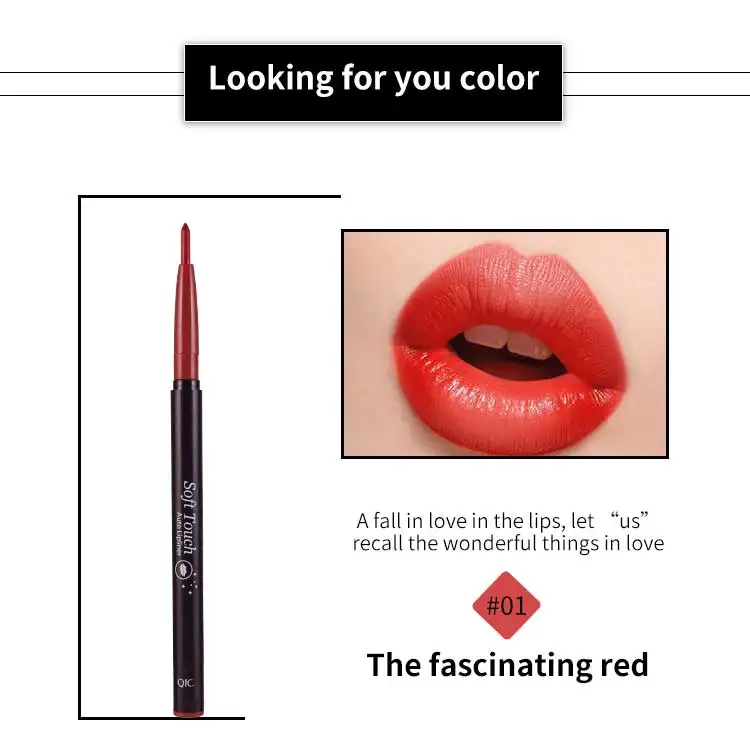 Горячая 6 ярких красных цветов автоматический роторный карандаш для губ легко носить Стойкий матовый водонепроницаемый карандаш для губ TSLM2 - Цвет: 01 Charm Red