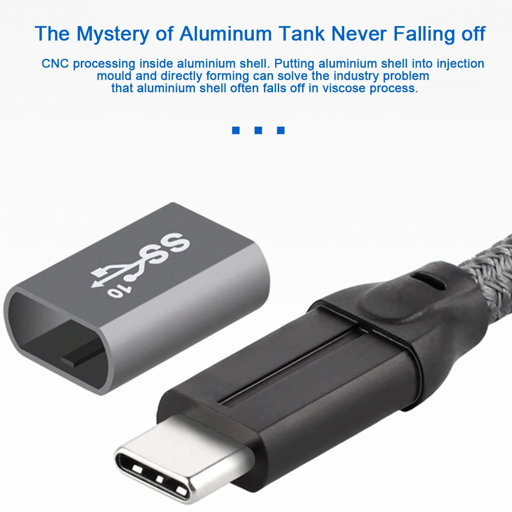 

Data Cable Type C Integrated Sync Charging USB 3.1 Portable Quick Charging Anti Interference Gen 2 Aluminum Sheathed Connector