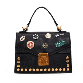 

2018 New Women Fashion Handbag Shoulder Bag PU Bag Wholesale Badge Decoration Bags Free Shipping