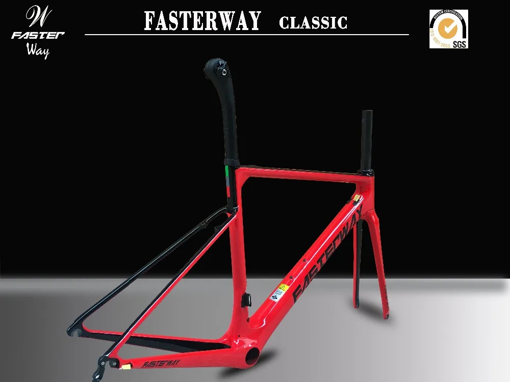 Тайваньский бренд FASTERWAY Классический прозрачный оранжевый серебряный супер легкая карбоновая рама, дорожный: рамка+ подседельный штырь+ вилка+ зажим+ гарнитура