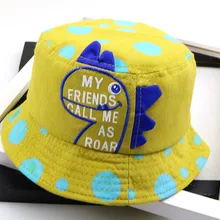 Хлопковая Милая шляпа-ведро с динозавром, рыбацкая шляпа, уличная шапка для путешествий, Кепка от солнца для детей, для мальчиков и девочек 07