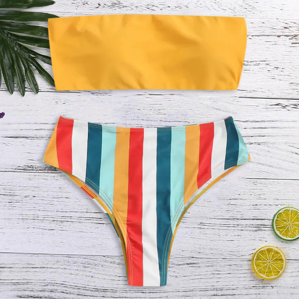 

2019 Women Stripe Push-Up Padded Bra Beach Bikini Set Swimsuit Beachwear Swimwear Female Bathing Suit Brazilian Swimming biquini