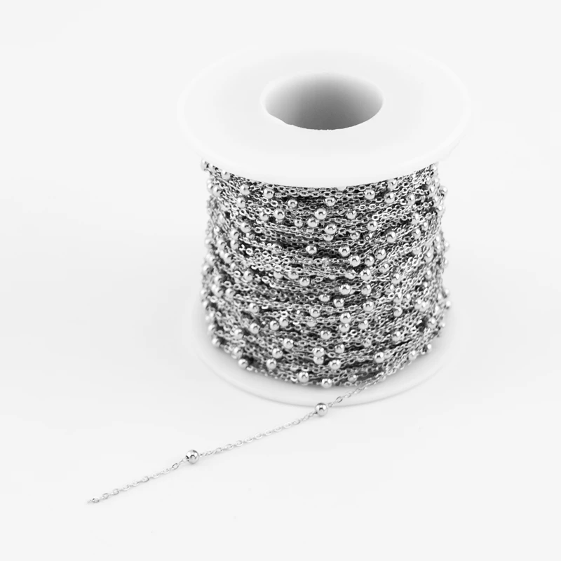 Нержавеющая сталь звено цепи для изготовления ювелирных изделий 1,2 мм металлическая бусина rolo цепь по метру cadenas por metros без застежки