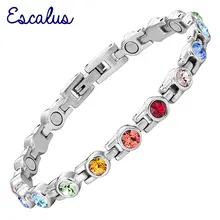 Escalus красочные 17 шт фирменные кристаллы браслет для женщин серебряный магнитный браслет из нержавеющей стали женские браслеты с подвесками