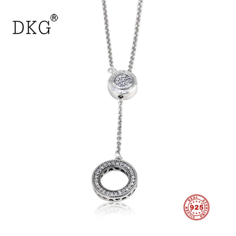 

Genuine 925 Sterling Silver Crystal Small Circle Retractable Necklace Fit for Original Women's Charm Necklace Gift DIY Jewelry