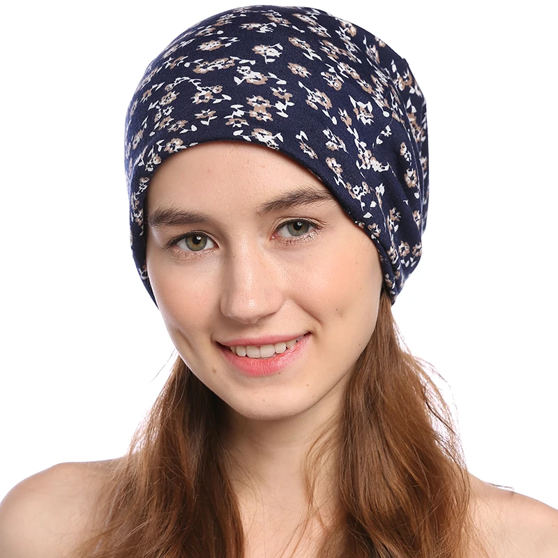 

Babalet Women's Soft 3-Way Warm Knitted Floral Printing Slouchy Chemo Cancer Beanie Skull Cap Muslim Knit Turban Headband