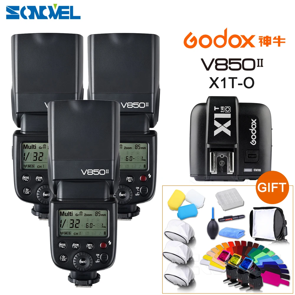 Бесплатная доставка DHL 3x Godox V850II GN60 HSS 2 4G Беспроводная система X Flash Speedlite