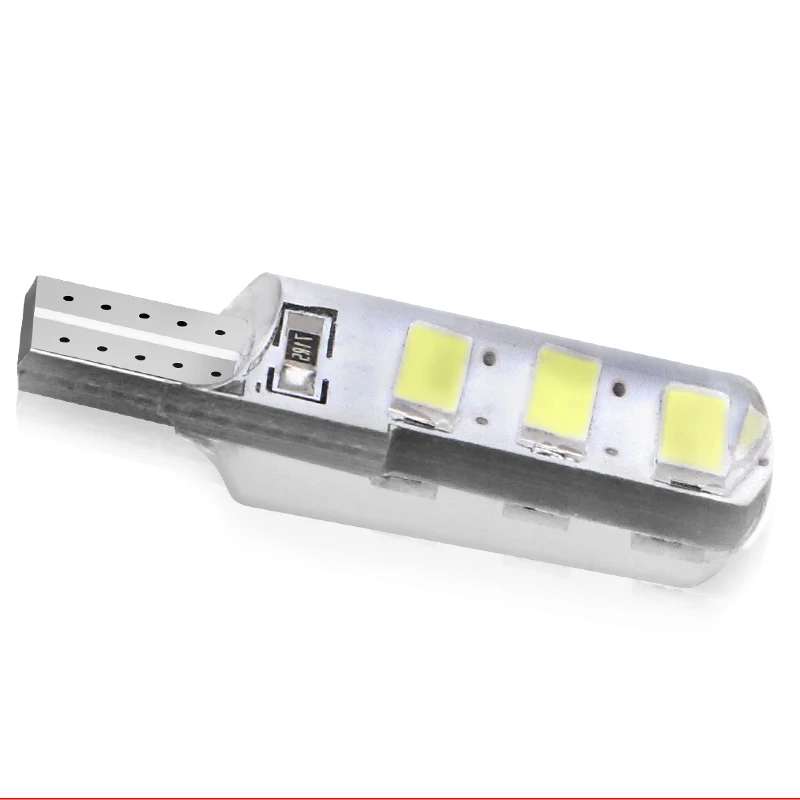 10 шт. T10 W5W 6 SMD светодио дный силикагель Водонепроницаемый Клин свет 194 2825 WY5W силиконовые оболочки автомобилей Чтение плафона автоматический