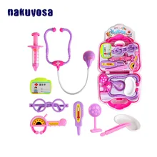 Имитационная медицинская коробка со стетоскопом, инъекции, детские игрушки, забавные игровые наборы доктора, подарок, розовая пластиковая развивающая игрушка