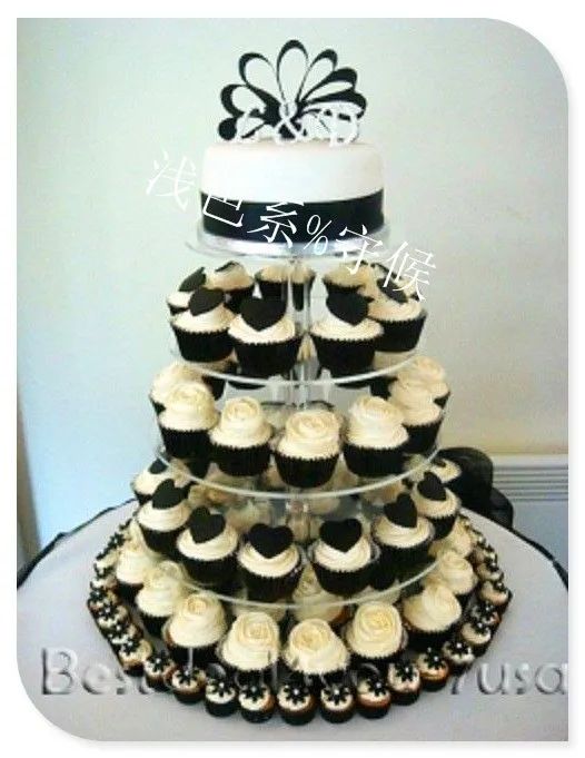 

Round Crystal 5 Tier Acrylic Cupcake Stand wedding decoration party birthday Cake decoration free shipping