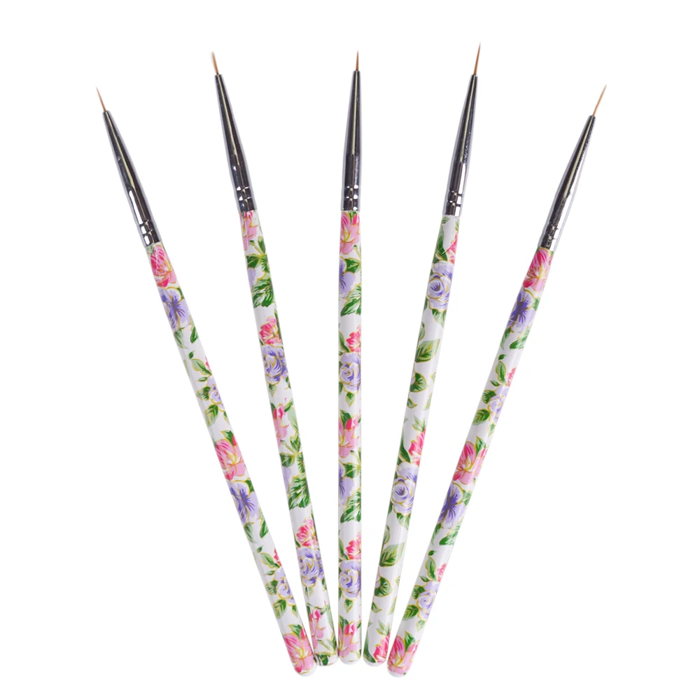 5pcs Nail Art Flower Handle Liner Brushes Drawing/Painting/Line Stripe