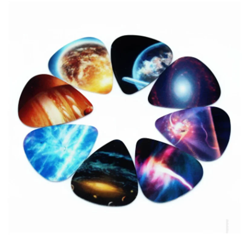 

Hot 10pcs/Lot 0.71mm 1mm Vastness of the universe Planet Star guitar picks pattern guitar strap guitar parts Guitar Accessories
