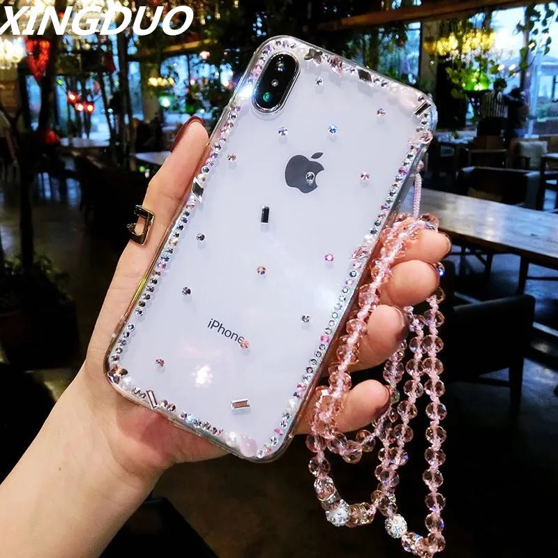 XINGDUO роскошный блестящий прозрачный мягкий чехол из ТПУ со стразами для iphone X XS XR