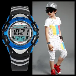 POPART детские часы 7-colored Back Light Секундомер 50 м водостойкие Цифровые Спортивные наручные часы детские часы для мальчиков синий