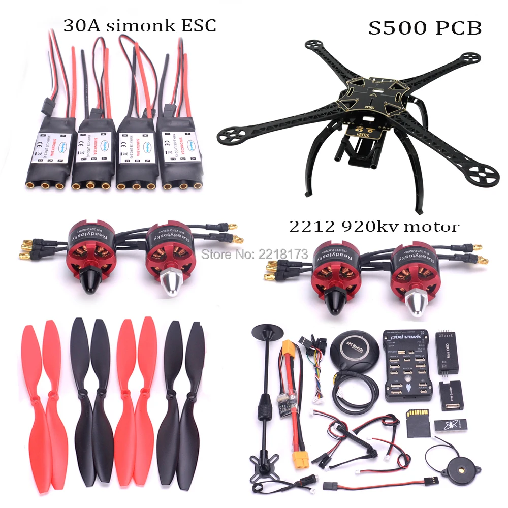 

F450 / S500 / X500 500mm Quadcopter frame kit Pixhawk 2.4.8 32 Bit Flight Controller M8N PM 2212 920kv motor 30A simonk ESC