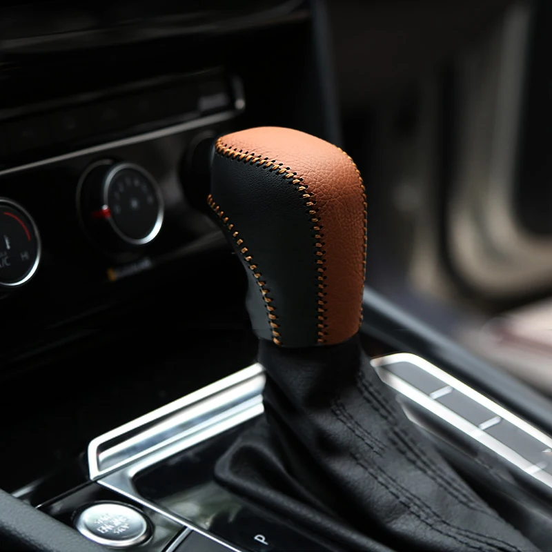 For VW Volkswagen Polo Tiguan Golf 5 6 7 mk7 Passat B5 B6 B7 CC Jetta AT Automatic Hand-stitched Leather Gear Shift Knob Cover For VW Volkswagen Polo Tiguan Golf 5 6 7 mk7 Passat B5 B6 B7 CC Jetta AT Automatic Hand-stitched Leather Gear Shift Knob Cover