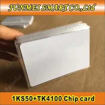 

500PCSdual frequency blank 13.56mhz+125khz dual frequency F08+TK4100 rfid chip card composite card