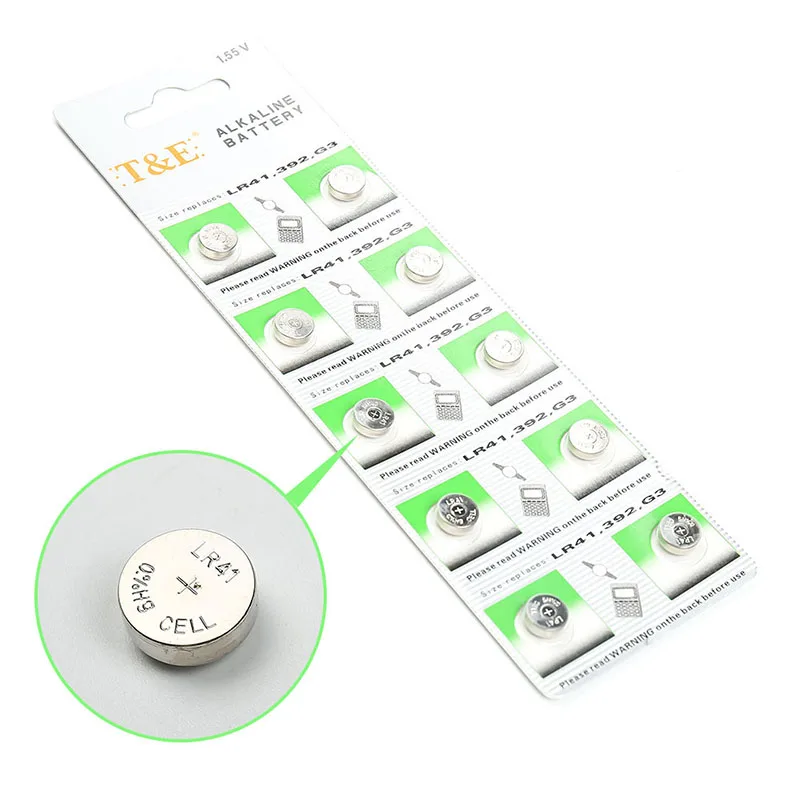 

High Power 10Pcs Alkaline Battery 1.55V G3 AG3 LR41 LR736 V3GA SR41 192 392 Button Cell Watch Coin Batteries