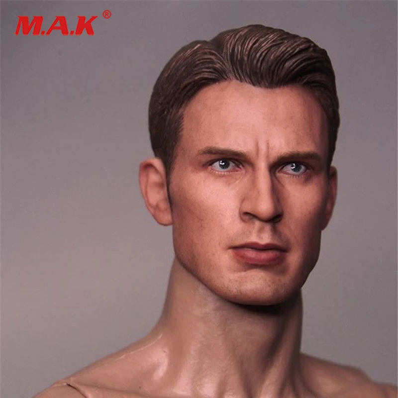 

1/6 scale Captain American Chris Evans head sculpt cool male man star carving model fit 12"collectible doll toys accessories