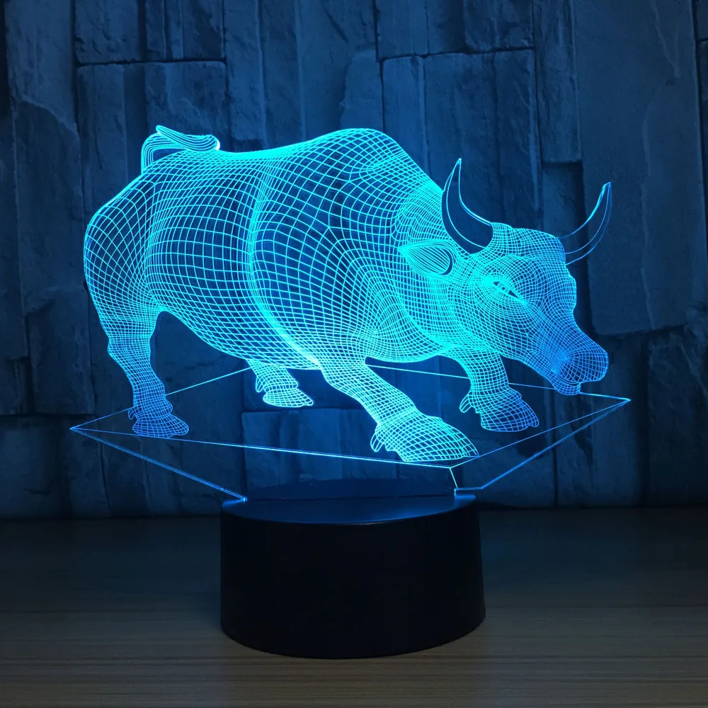 3D визуальный малыш сенсорная кнопка корова моделирование настольная лампа Led градиенты животных ночник для сна Usb освещения дома декор