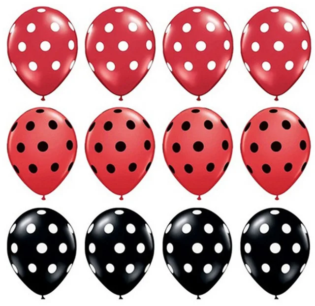 

15pcs/lot Red And Black Polka Dot Latex Balloons Mickey Mouse theme birthday globos wedding baby shower party decorations