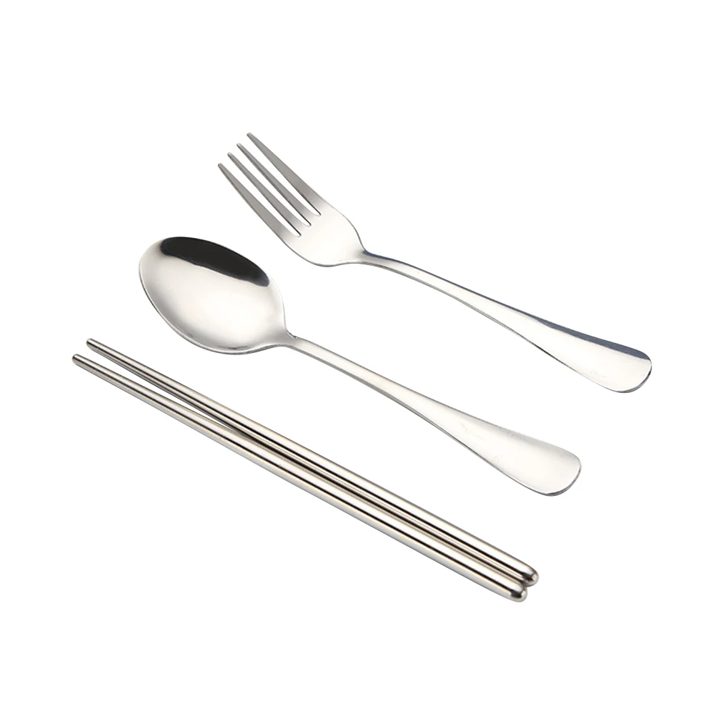 

3PCS Rustproof Lightweight Practical Portable Stainless Steel Cutlery Set Chopsticks Spoon Fork for Travel Home Kitchen Picnic