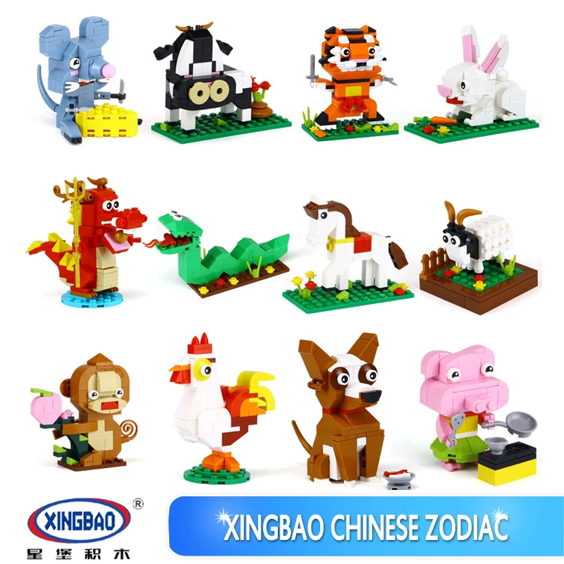 

Animal Blocks lovely Dog rabbit Pig Dragon Set Model Building Blocks Compatible Legoings Duploes Children DIY Toy Christmas Gift
