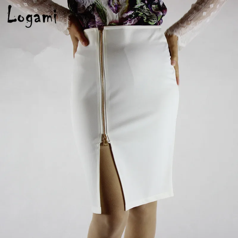 

LOGAMI High Waist Split Pencil Skirts Womens Wrap Midi Skirts Ladies Knee Length Skirt