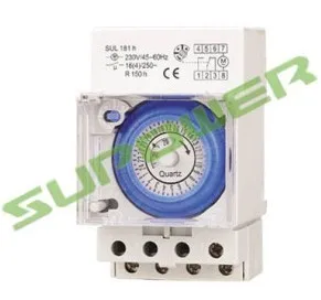 

24 Hours Programmable Din Rail Mechanical Timer Swith SUL181h Analog Time Relay mini setting 30Minutes with Battery
