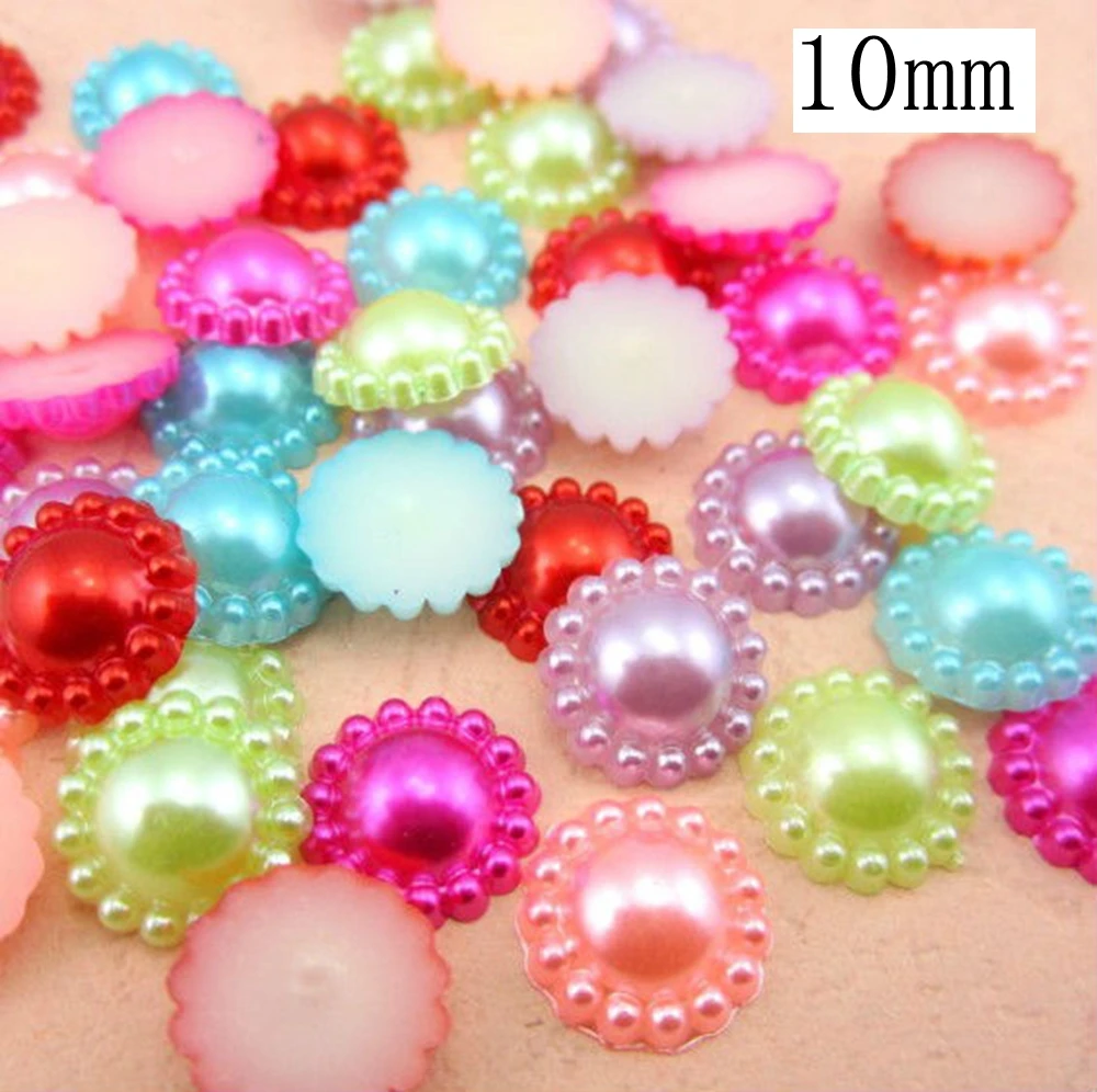 

Free Shipping10mm 72pcs/144pcsMulti Sunflower Round Cartoon ABS Resin Flatback Imitation Pearls Beads Crafts Decoration