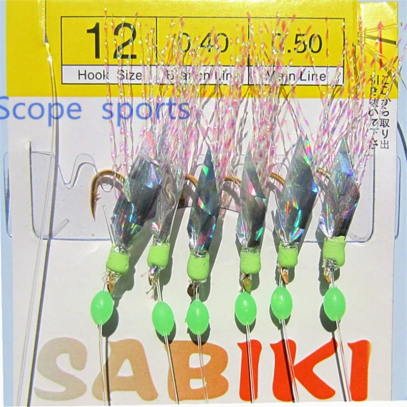 Hot sale colorful tinsel sabiki fishing hooks gang fishing rigs tied fishhook 10 sets lot (3)