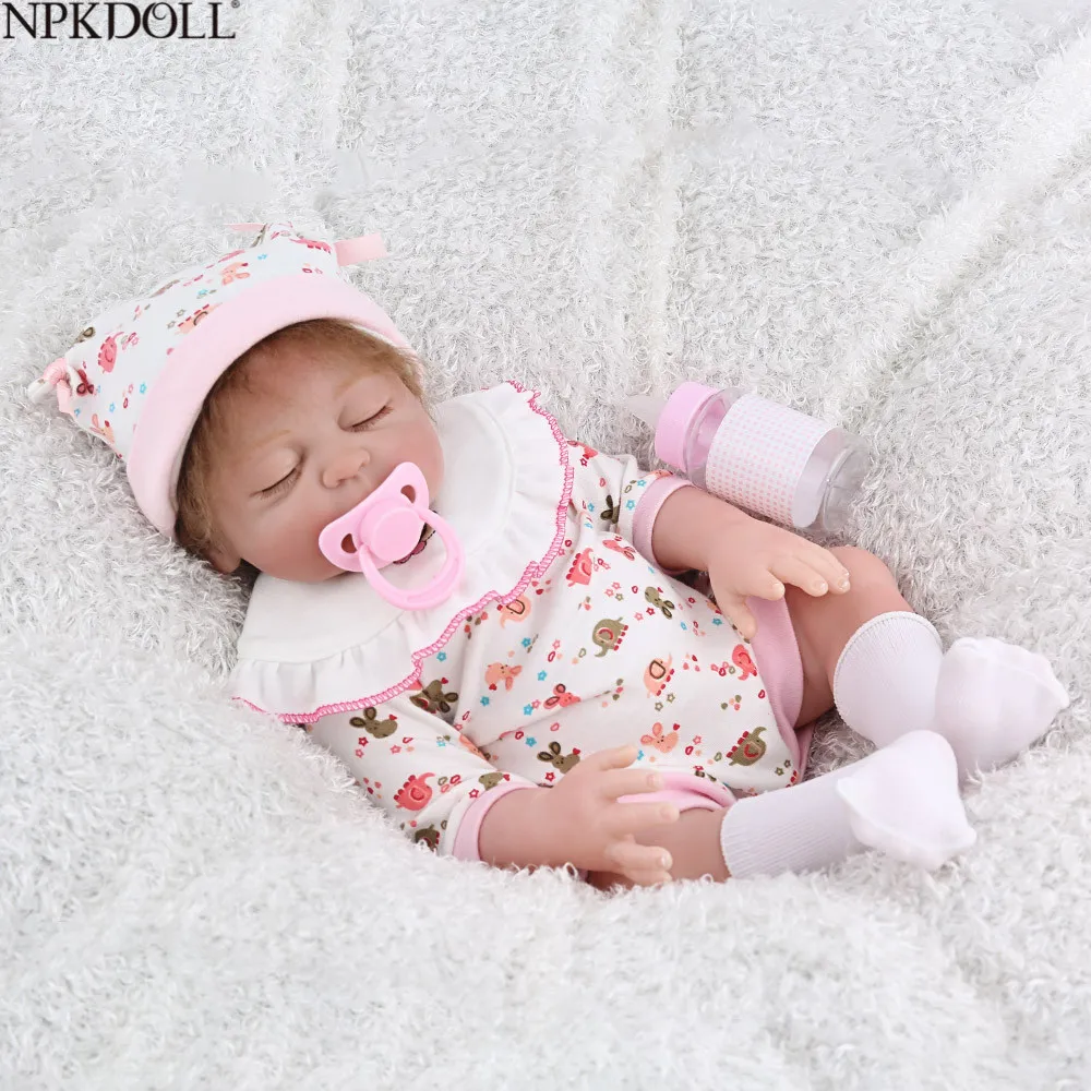 

NPKDOLL 17inch 43cm Full Silicone Reborn Baby Dolls Alive Bebe Reborn Lifelike Realistic Sleeping Girl Doll Birthday Gift