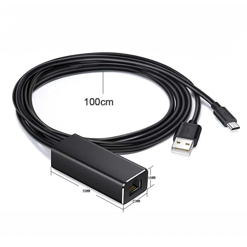 Fire tv Stick HD 480 Мбит/с Micro USB2.0 к RJ45 Ethernet адаптер 10/100 Мбит/с для нового Fire tv/Google Home/Chromecast ультра аудио - Цвет: Черный