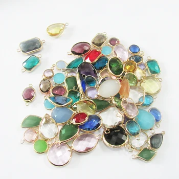 

Wholesale ! 30pcs/lot Mixed Color & Designs Copper With Transparent Glass Rhinestone Small Alloy Connections & Charms