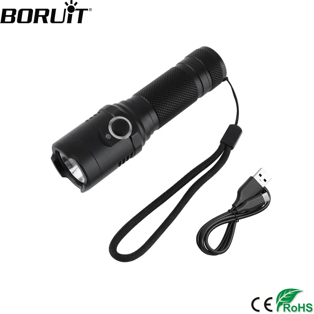 

BORUiT C7 XML T6 LED Flashlight 4-Mode Flash Light Magnet USB Rechargeable Torch Camping Hunting Portable Lantern 18650 Battery