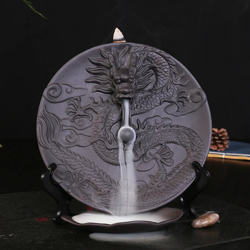 Ceramic Dragon Backflow Incense Burner Creative Home Decor Smoke Waterfall Incense Holder Censer With 10pcs Incense Cones