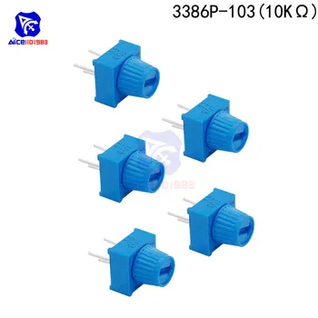 5 pz/lotto potenziometro resistore 10KΩ Ohm 3386P-103 potenziometro per Breadboard a giro singolo con manopola per Arduino Trimpot