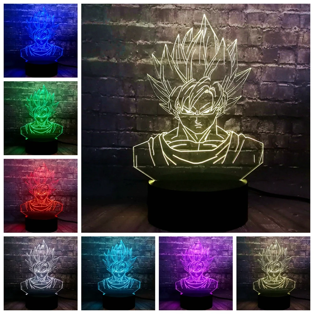 Супергерой Dragon Ball Сон Гоку 3D лампа Led ночник RGB подарки лампы на день рождения Мультяшные лампы фигурки детей игрушки