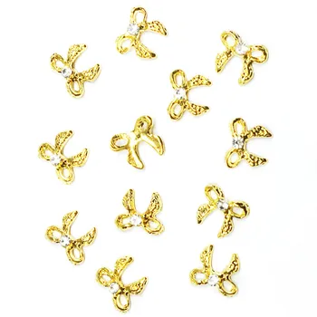 

3d Bows Nail Art Decorations with Crystals Charms Metal Nail Design Accessoires Rhinestones for Silver Manicure Jewelry