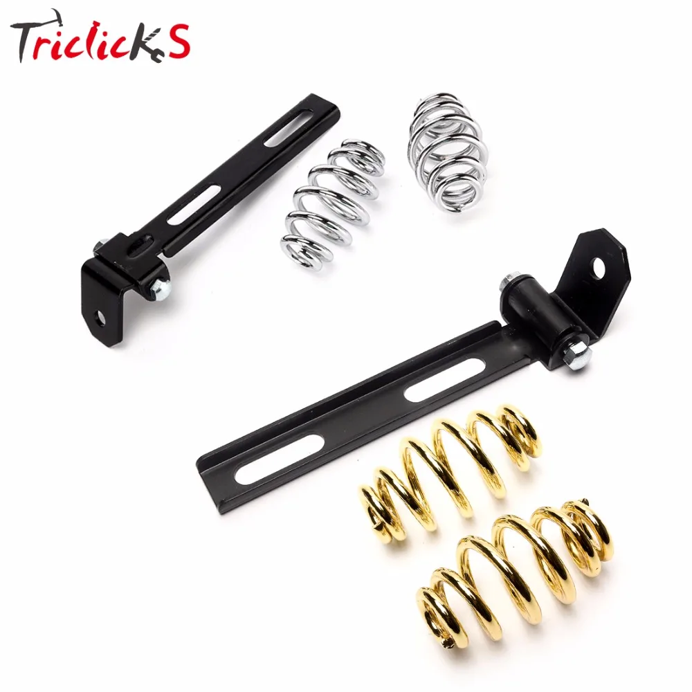 

Triclicks Motorcycle Driver Solo Seat Black Mounting Bracket+3" Spring Bracket T-Bar For Harley Custom Chopper Bobber Sportster