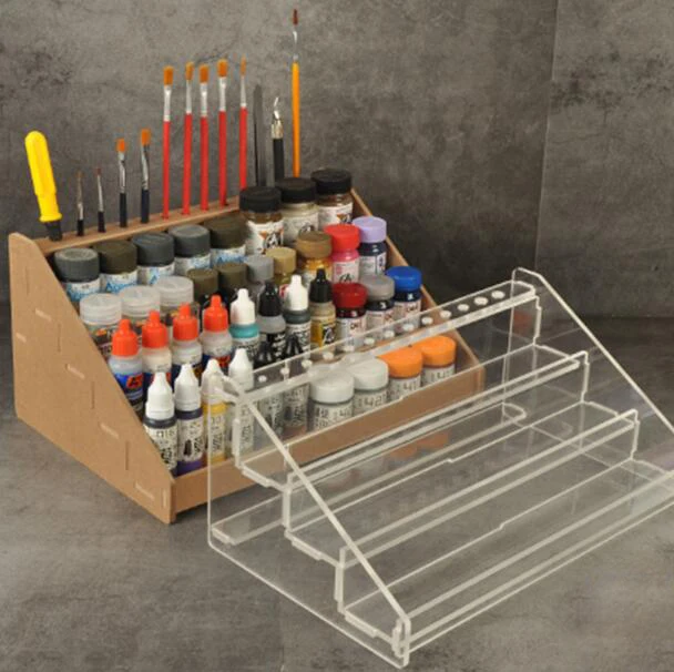 Multifunction Clear Acrylic Enamel Paint Rack Household Paint Tool Holder  Storage Shelf For Tamiya Mini 4WD Racing Car Model