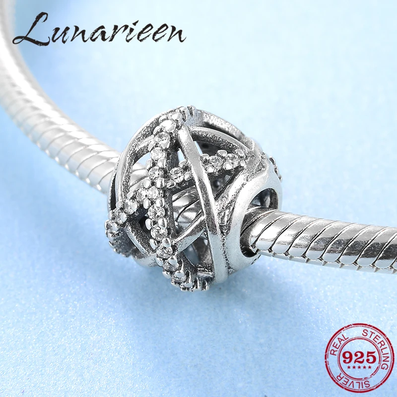 

New 925 Sterling Silver Fashion hollow cross zircon round DIY beads Fit Original Pandora Charm Bracelet Jewelry making