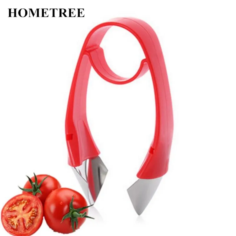 

HOMETREE Red 1 pcs Tomato Strawberry Top Hullers Metal +Plastic Fruit Remove Stalks Device Tomato Stalks Knife Kitchen Tool H232