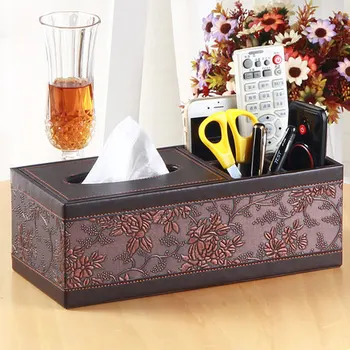 

Creative multi functional office desktop storage box remote control storage box tissue box pumping paper box retro flower style