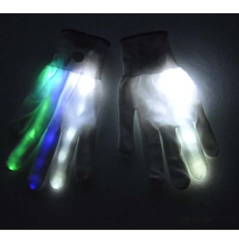 

Newly 1 Pair Unisex LED Luminous Gloves 6 Modes Flashing Glow Rave Cool Light Mittens Finger Glove Halloween Party Supplies XSD8